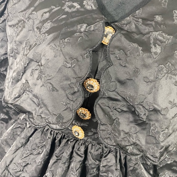 SISTER JANE Grange Jacquard Mini Dress Long Sleeve Rhinestone Buttons Black - Picture 10 of 14